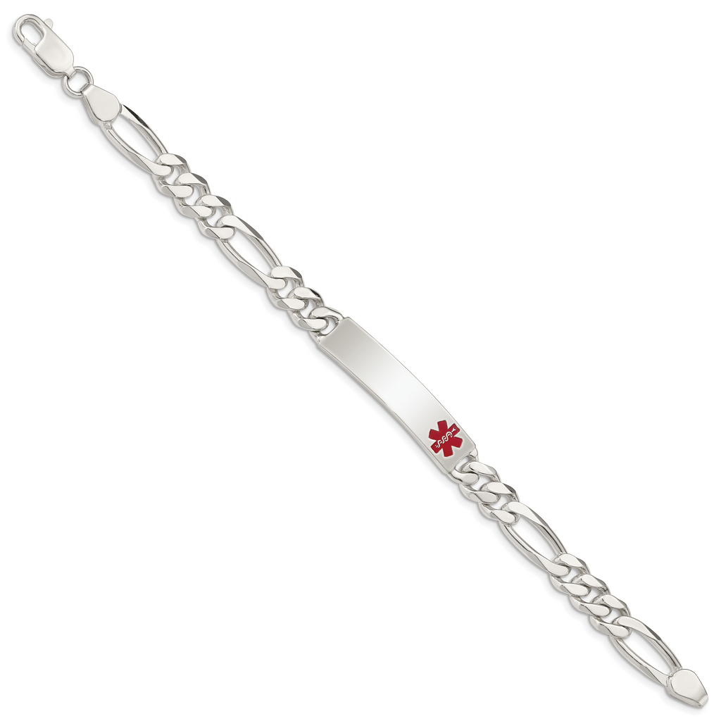 Women's Sterling Silver Figaro Medical ID Bracelet 8mm