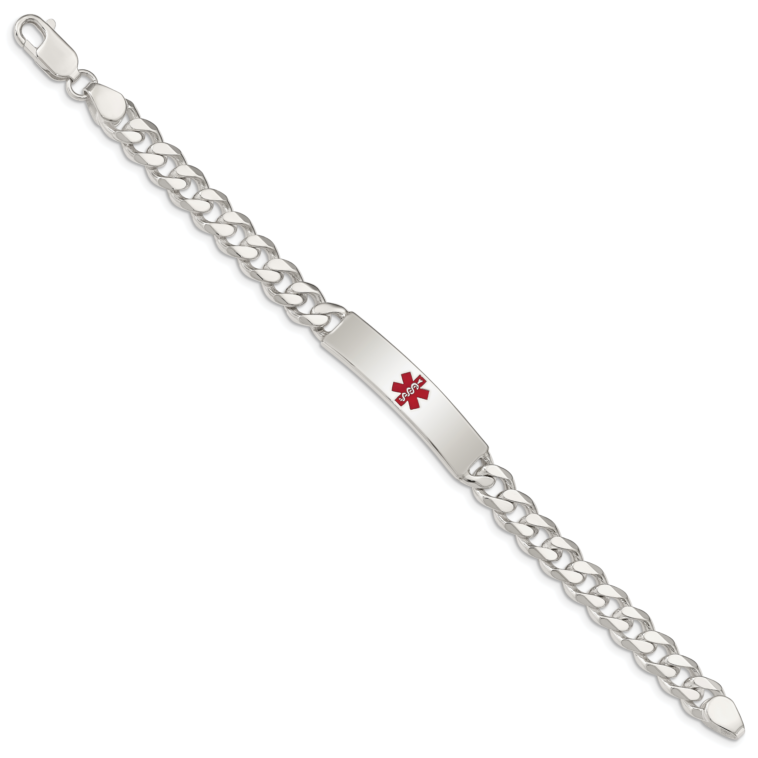 Sterling Silver Polished Medical Curb Link ID Bracelet Secondary image