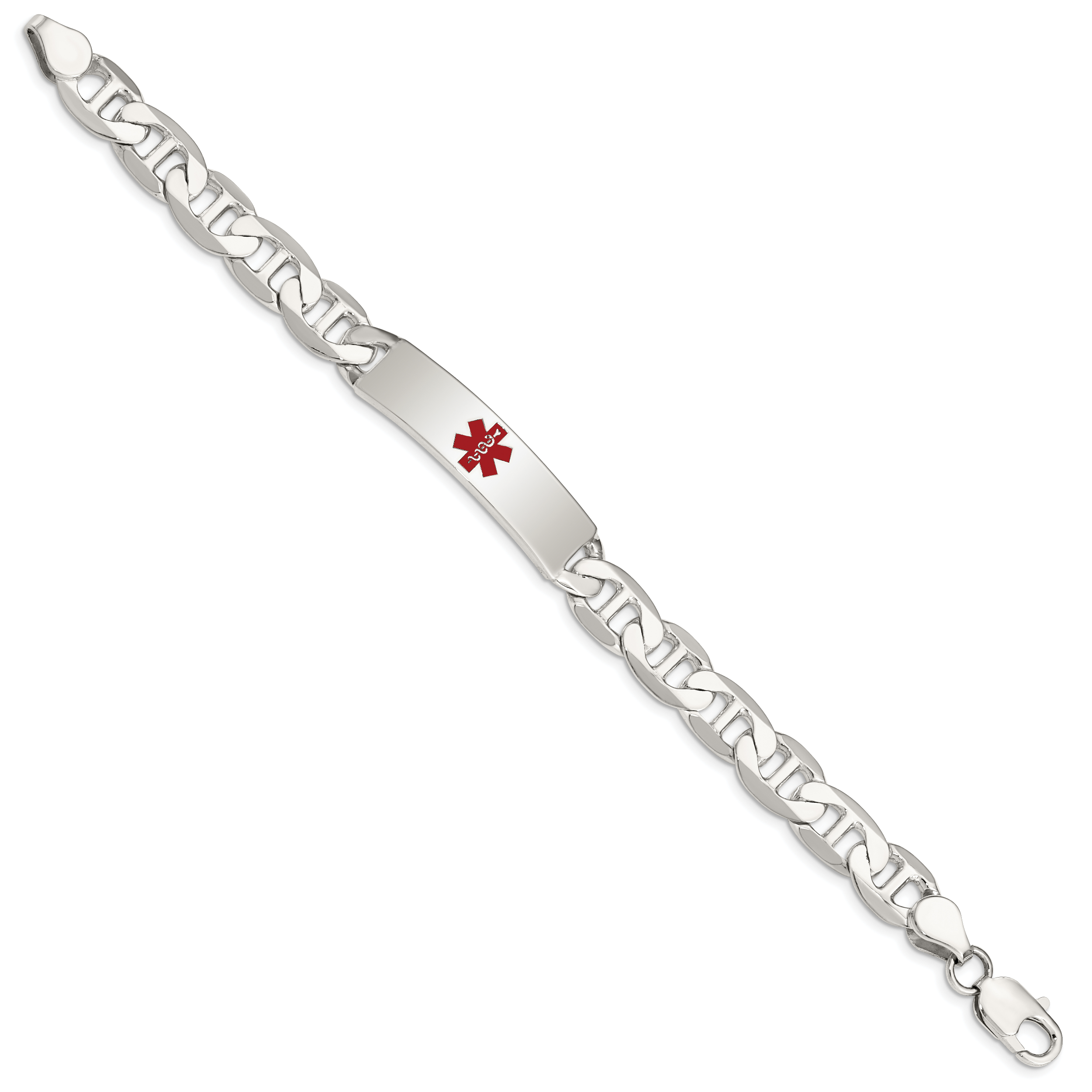 Women's Sterling Silver Anchor Medical ID Bracelet 9mm Secondary image