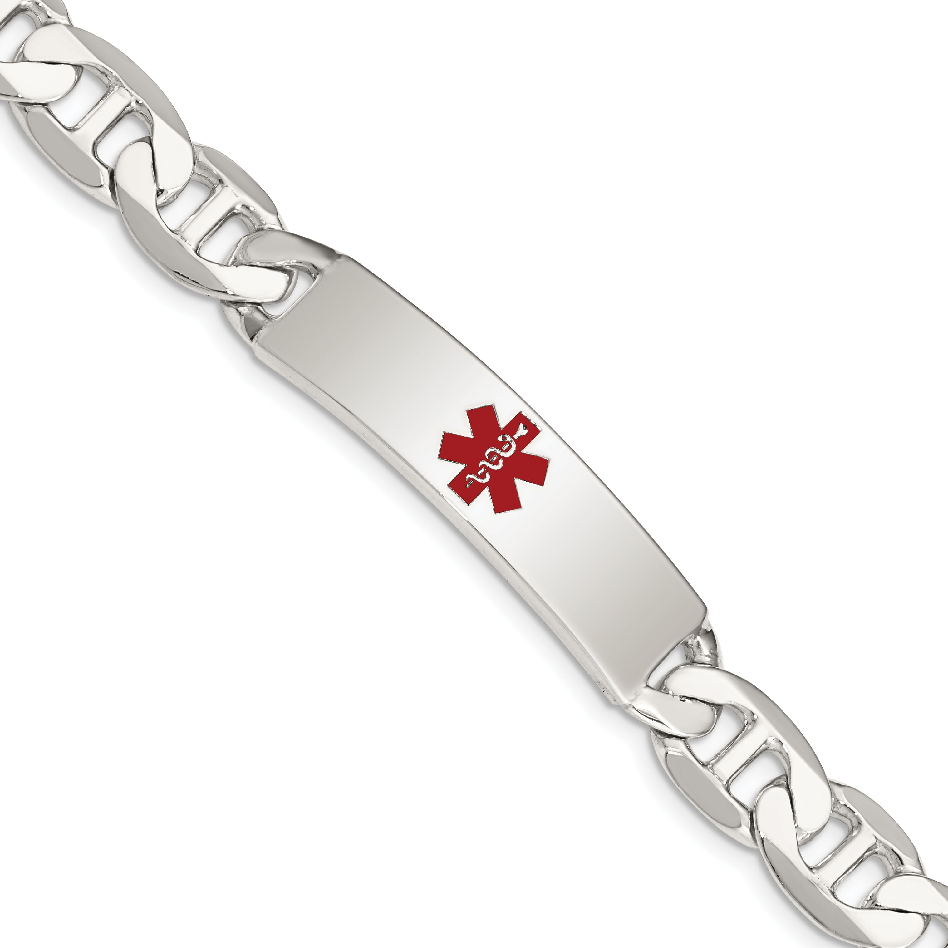 Women's Sterling Silver Anchor Medical ID Bracelet 9mm Main image
