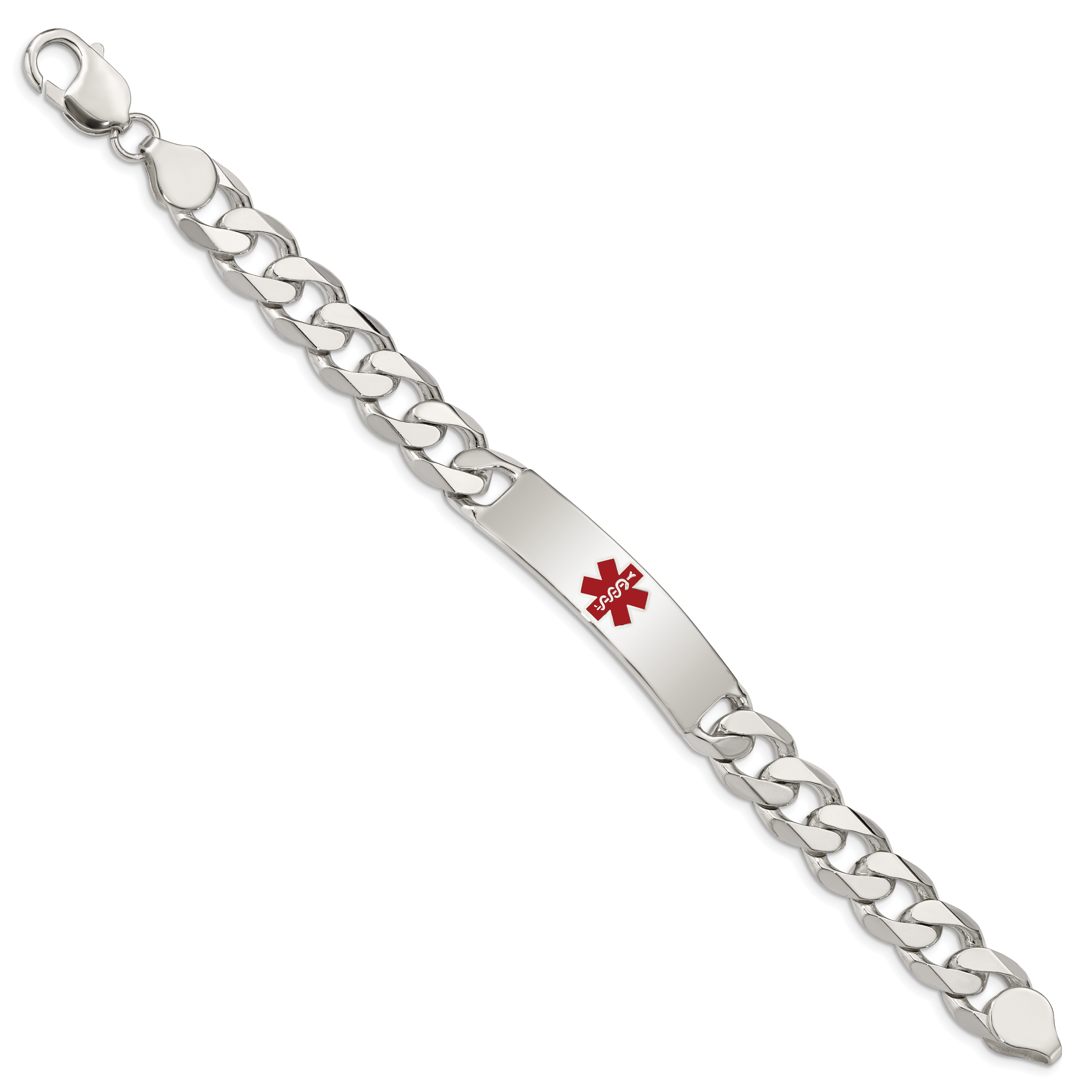 Sterling Silver Polished Medical Curb Link ID Bracelet Secondary image