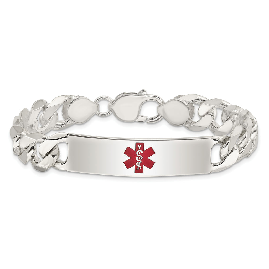 Sterling Silver Polished Medical Curb Link ID Bracelet