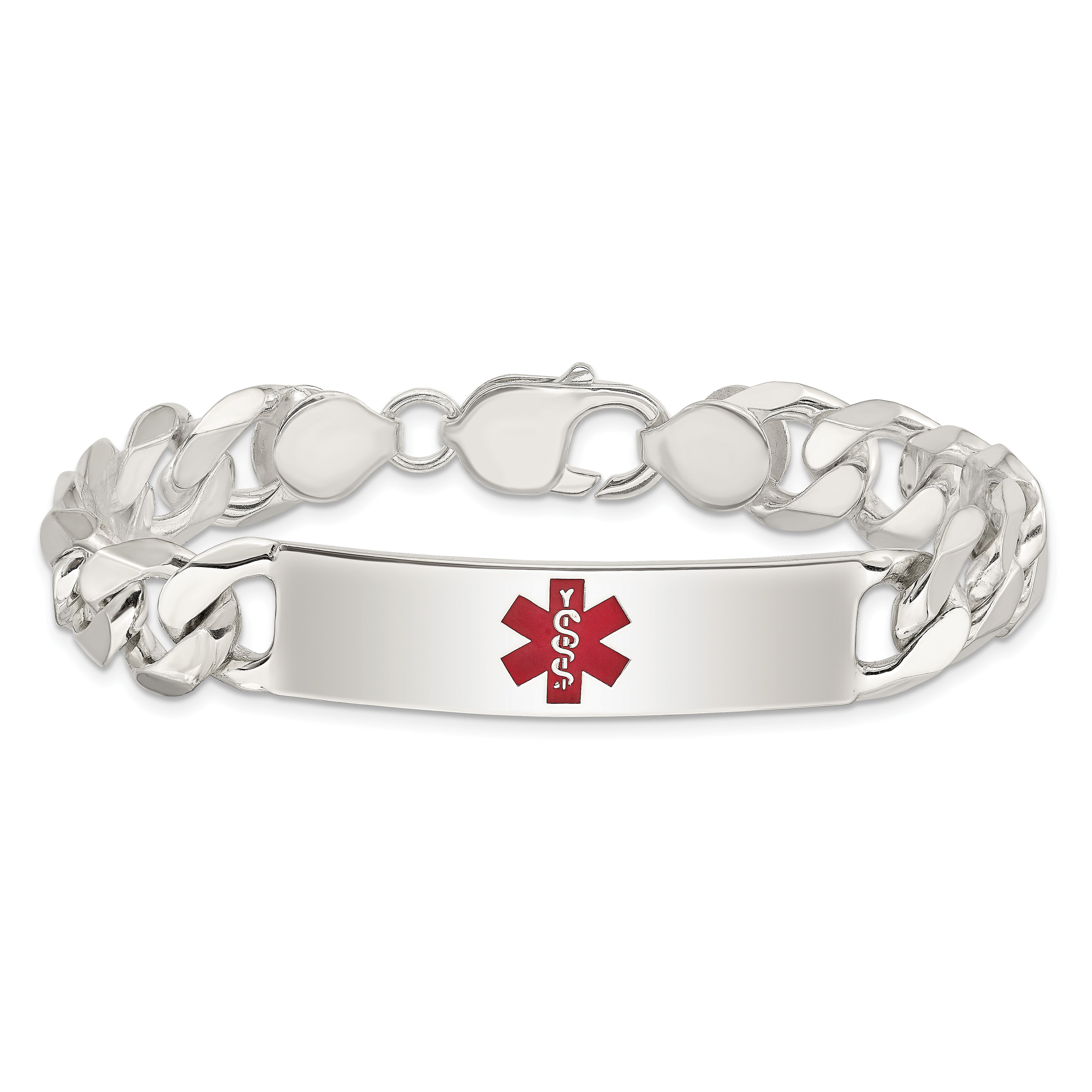 Sterling Silver Polished Medical Curb Link ID Bracelet