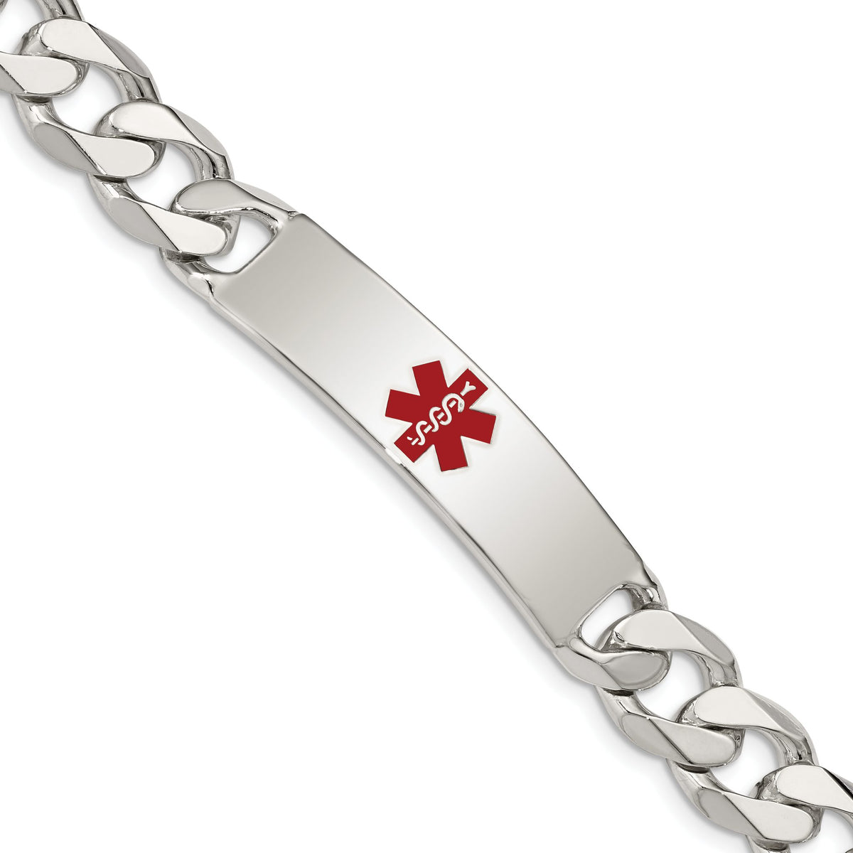 Enamel Plate Medical ID Bracelet in Sterling Silver, 11mm, 8.5 Inch - Sophia Jewelers Main image