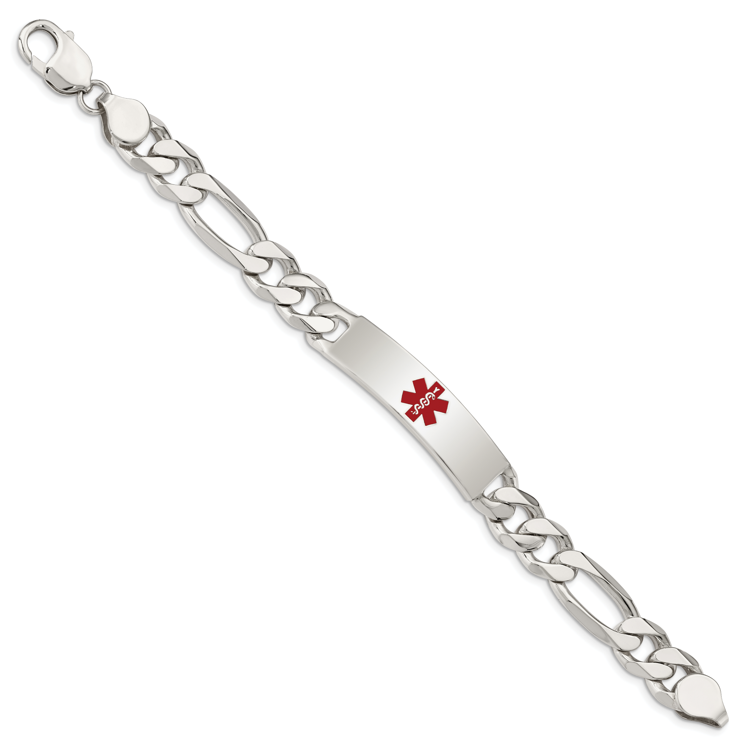 Sterling Silver Polished Medical Figaro Anchor Link ID Bracelet Secondary image