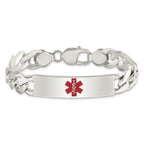 Sterling Silver Polished Medical Figaro Anchor Link ID Bracelet