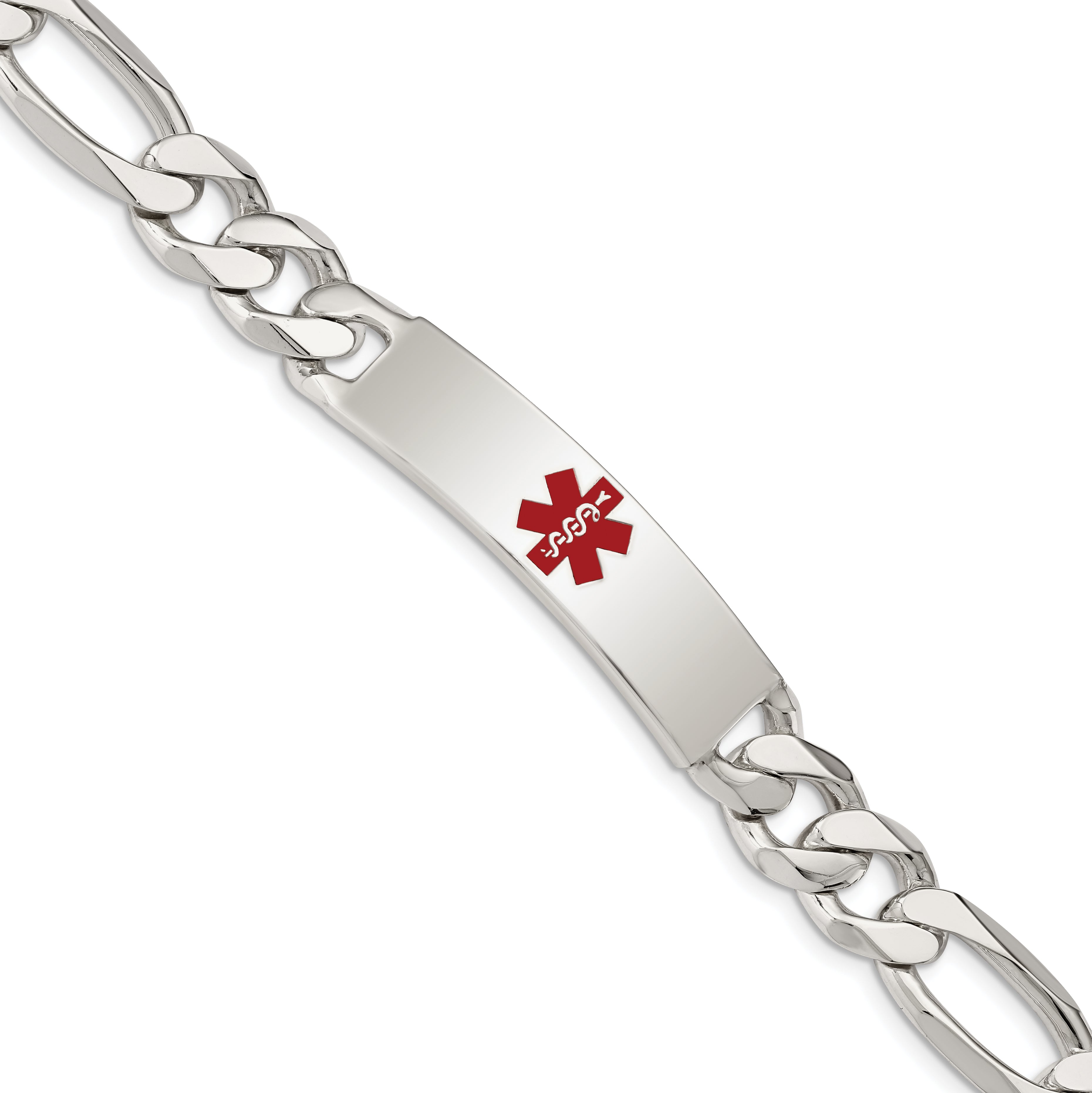 Sterling Silver Polished Medical Figaro Anchor Link ID Bracelet Main image