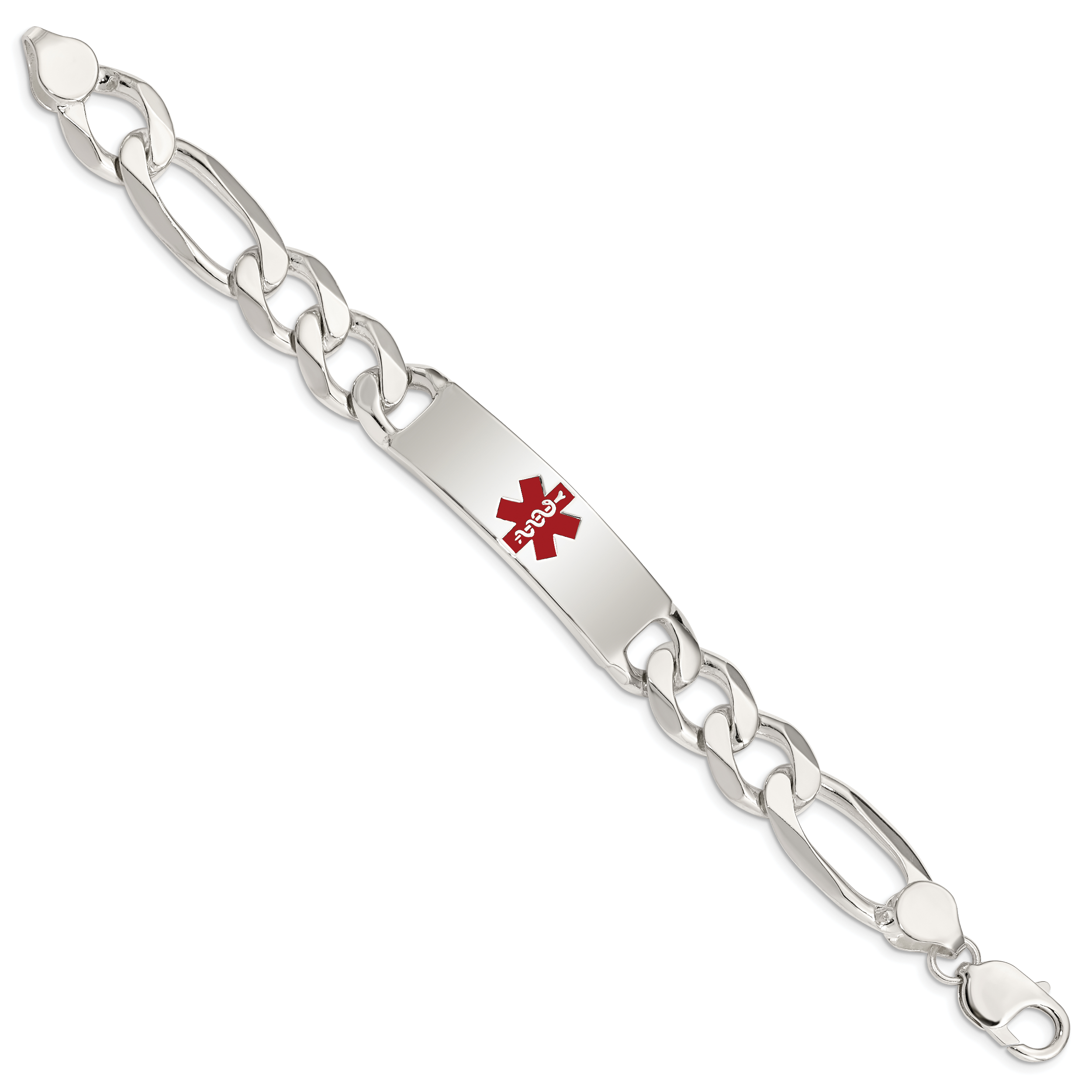 Sterling Silver Polished Medical Figaro Anchor Link ID Bracelet Secondary image