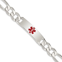 Sterling Silver Polished Medical Figaro Anchor Link ID Bracelet