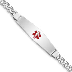 Sterling Silver Rhodium-plated Medical ID Curb Link Bracelet