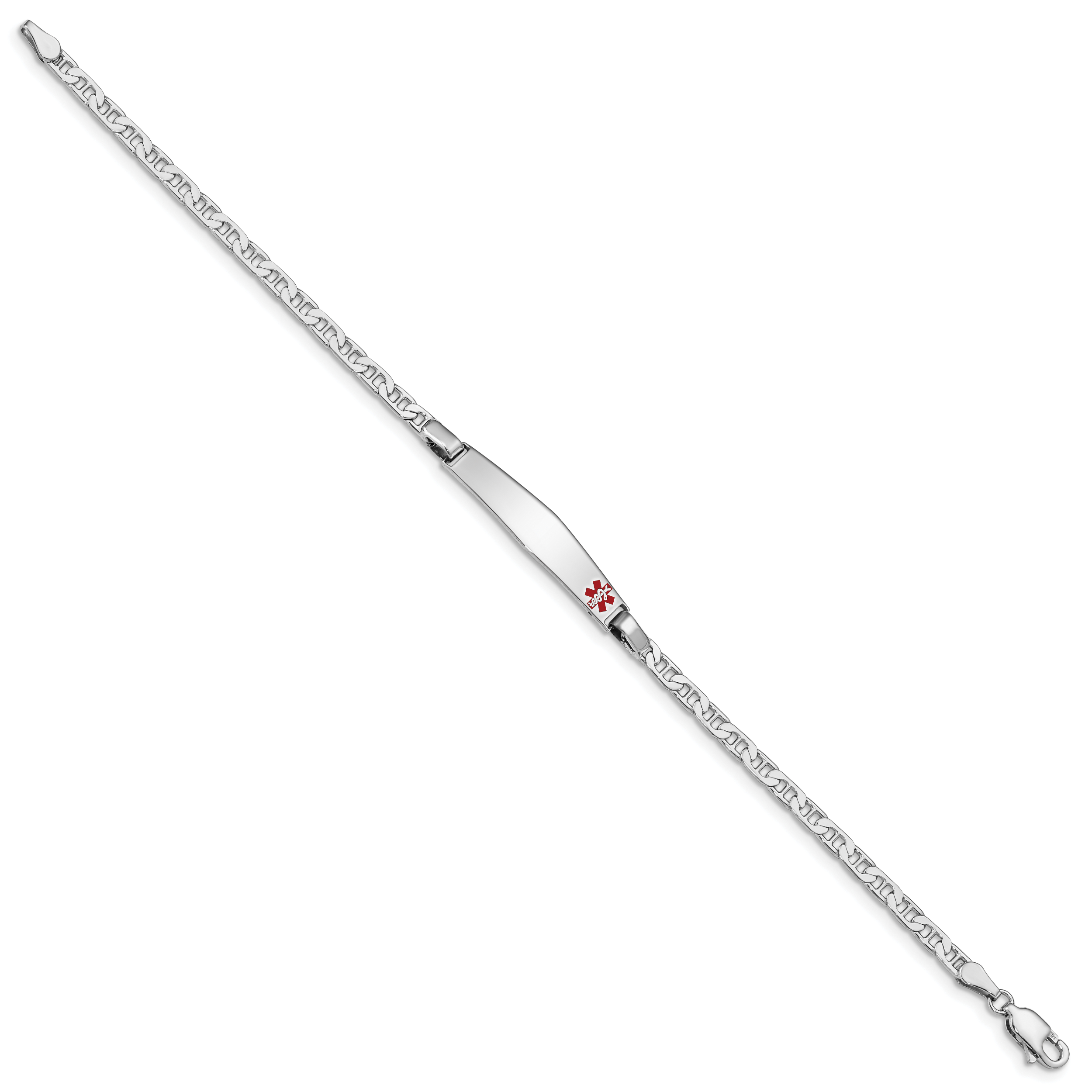 Women's Sterling Silver Rhodium-Plated Anchor Medical ID Bracelet 3mm Secondary image