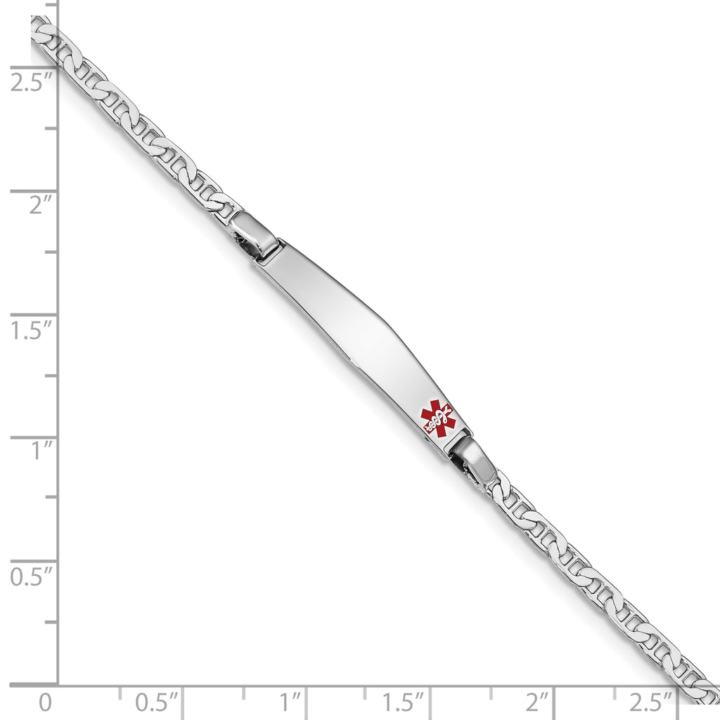 Women's Sterling Silver Rhodium-Plated Anchor Medical ID Bracelet 3mm