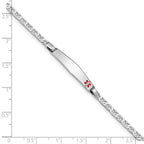 Women's Sterling Silver Rhodium-Plated Anchor Medical ID Bracelet 3mm