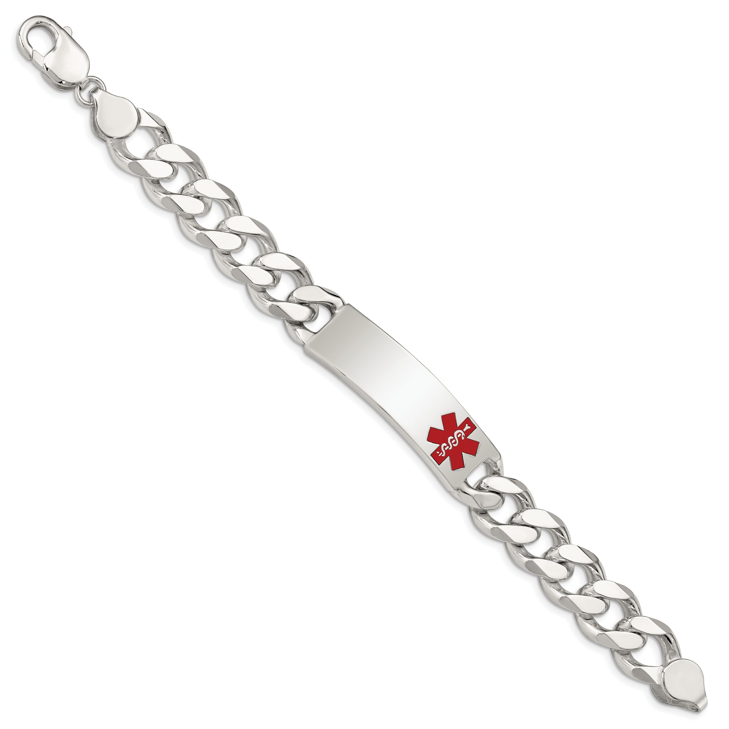 Sterling Silver Rhodium-plated Medical ID Figaro Link Bracelet