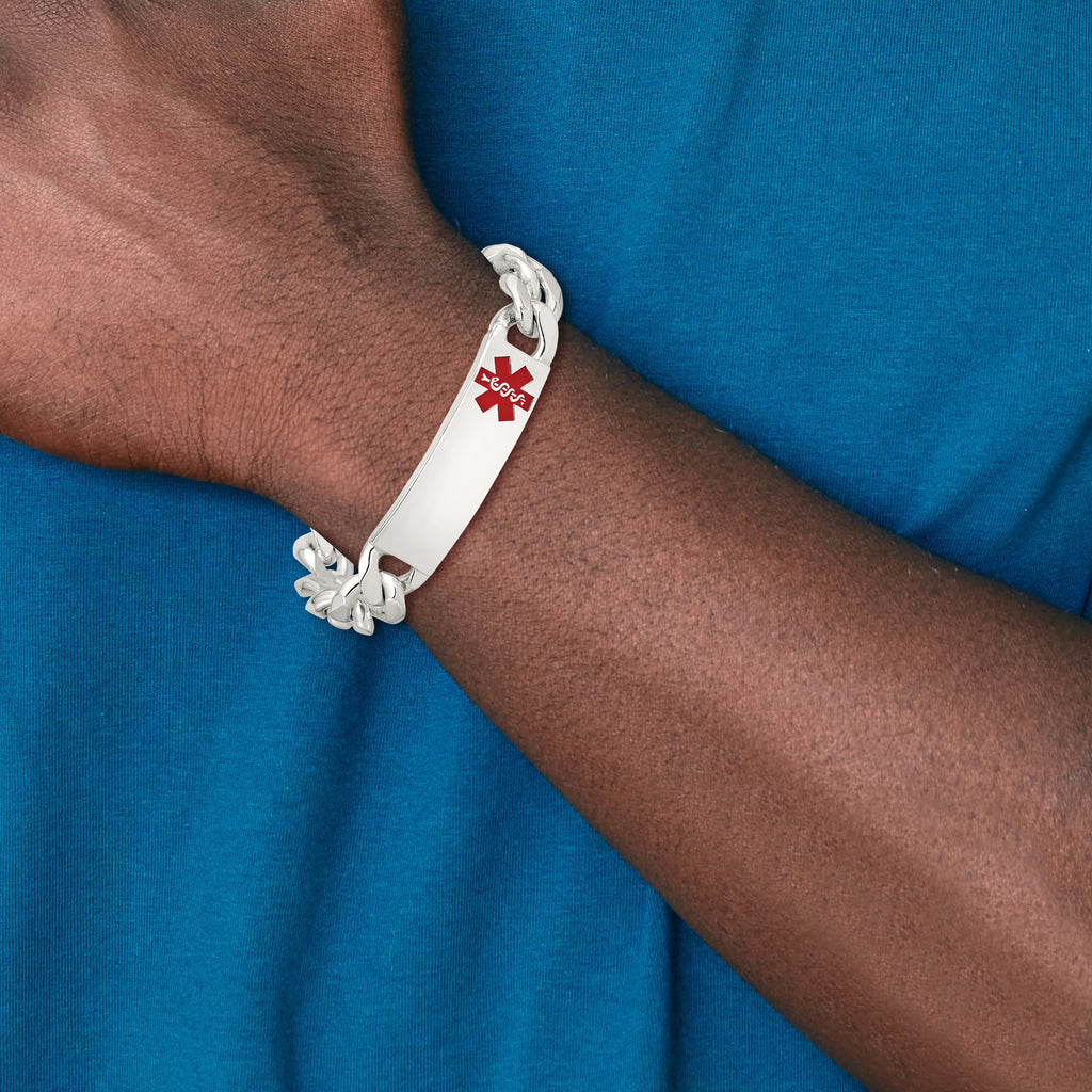 Women's Sterling Silver Curb Medical ID Bracelet 14mm