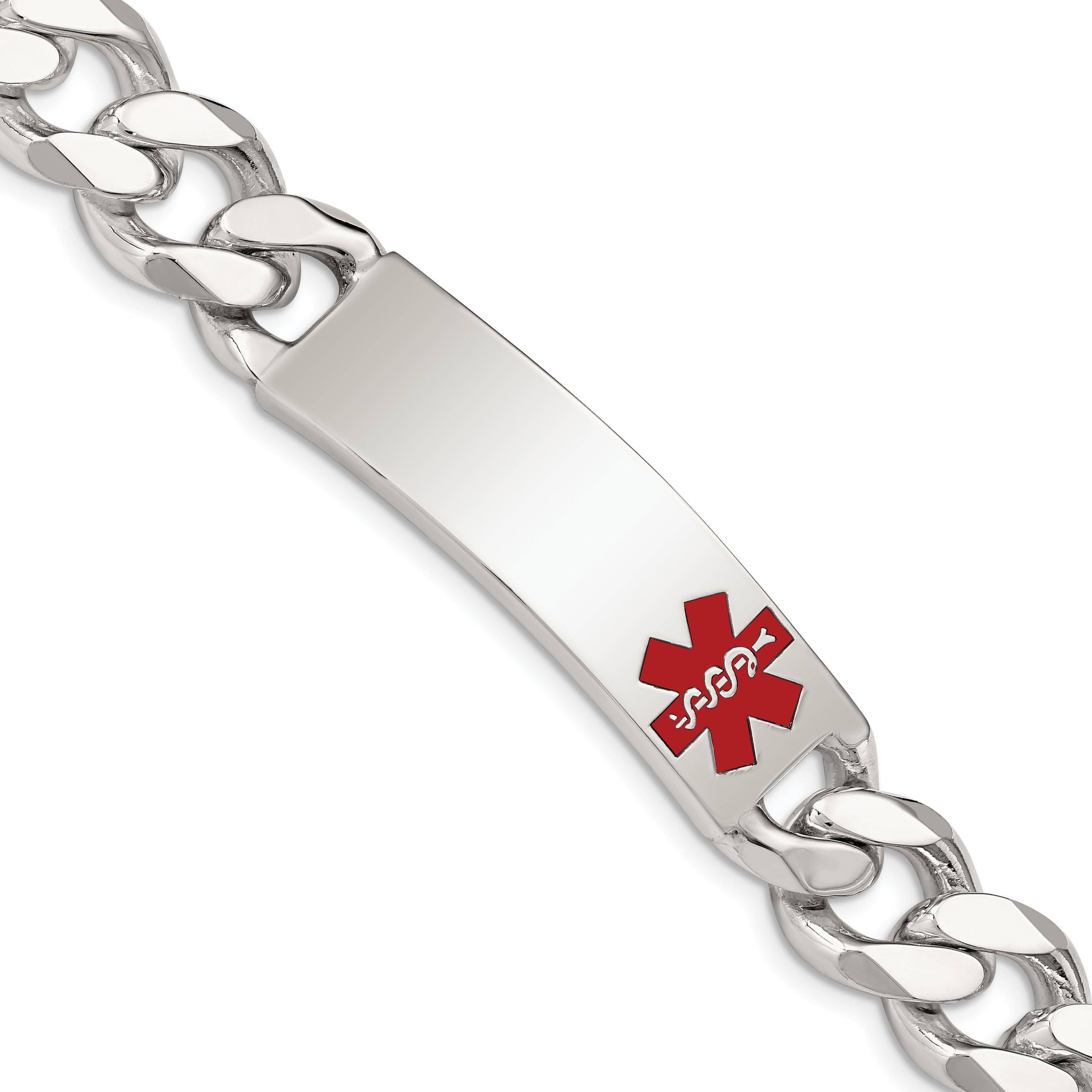 Sterling Silver Rhodium-plated Medical ID Figaro Link Bracelet
