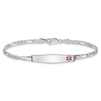 Women's Sterling Silver Rhodium-Plated Figaro Medical ID Bracelet 3mm