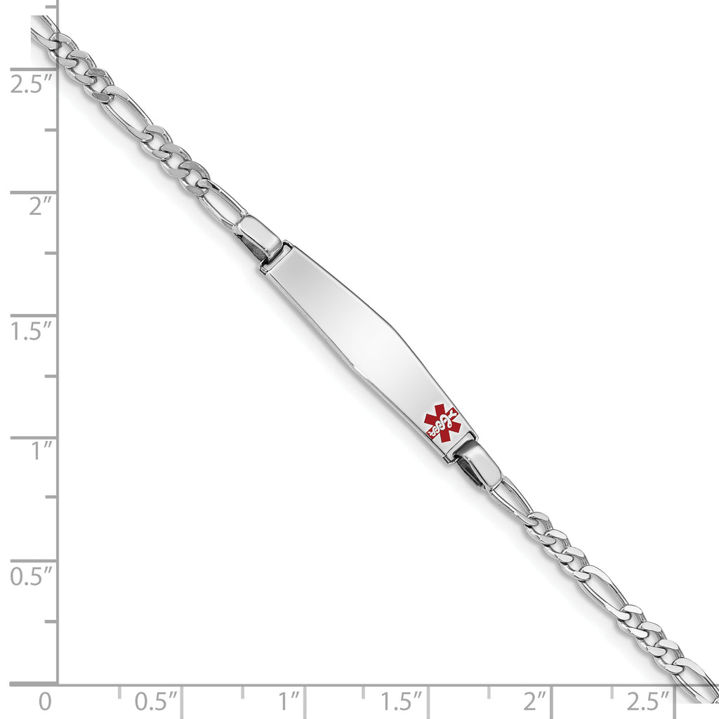 Women's Sterling Silver Rhodium-Plated Figaro Medical ID Bracelet 3mm