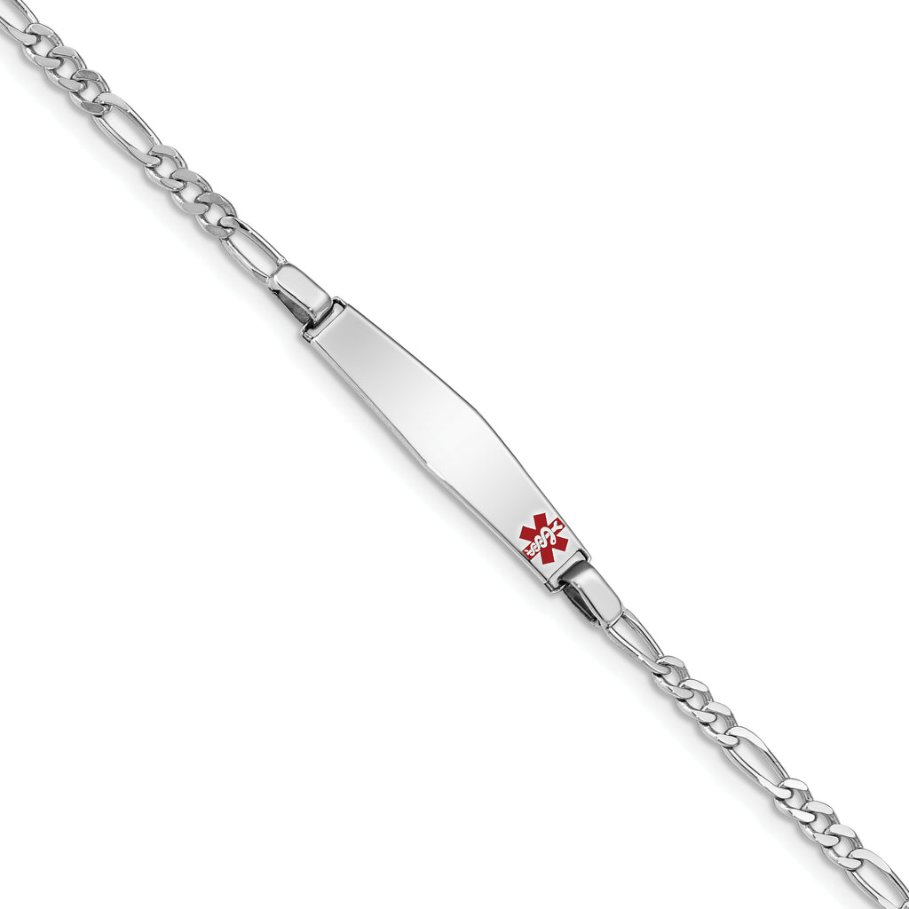 Women's Sterling Silver Rhodium-Plated Figaro Medical ID Bracelet 3mm