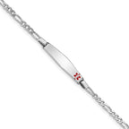Women's Sterling Silver Rhodium-Plated Figaro Medical ID Bracelet 3mm