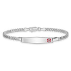 Women's Sterling Silver Rhodium-Plated Curb Medical ID Bracelet 3mm
