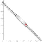 Women's Sterling Silver Rhodium-Plated Curb Medical ID Bracelet 3mm