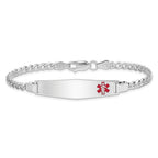 Women's Sterling Silver Rhodium-Plated Curb Medical ID Bracelet 4mm