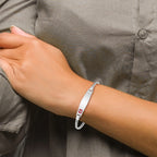 Women's Sterling Silver Rhodium-Plated Curb Medical ID Bracelet 4mm
