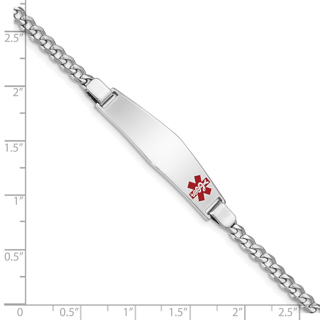 Women's Sterling Silver Rhodium-Plated Curb Medical ID Bracelet 4mm