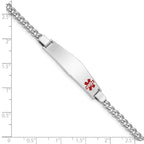 Women's Sterling Silver Rhodium-Plated Curb Medical ID Bracelet 4mm