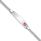 Women's Sterling Silver Rhodium-Plated Curb Medical ID Bracelet 4mm