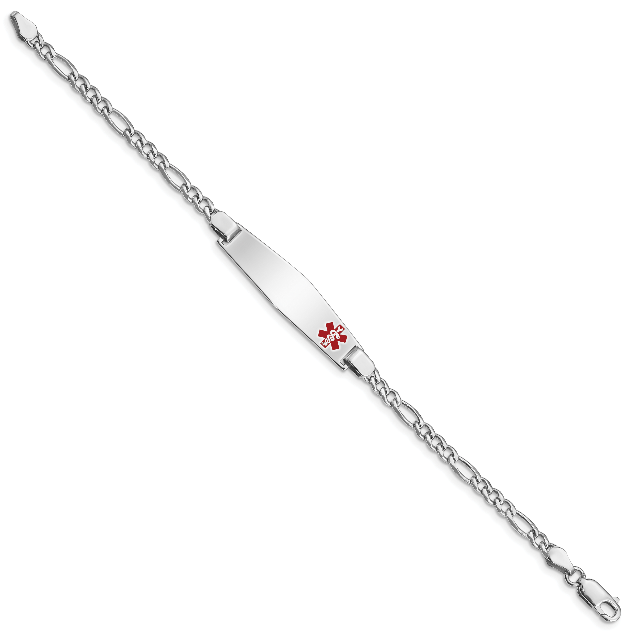 Sterling Silver Rhodium-plated Medical ID Figaro Link Bracelet Secondary image