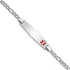 Sterling Silver Rhodium-plated Medical ID Figaro Link Bracelet