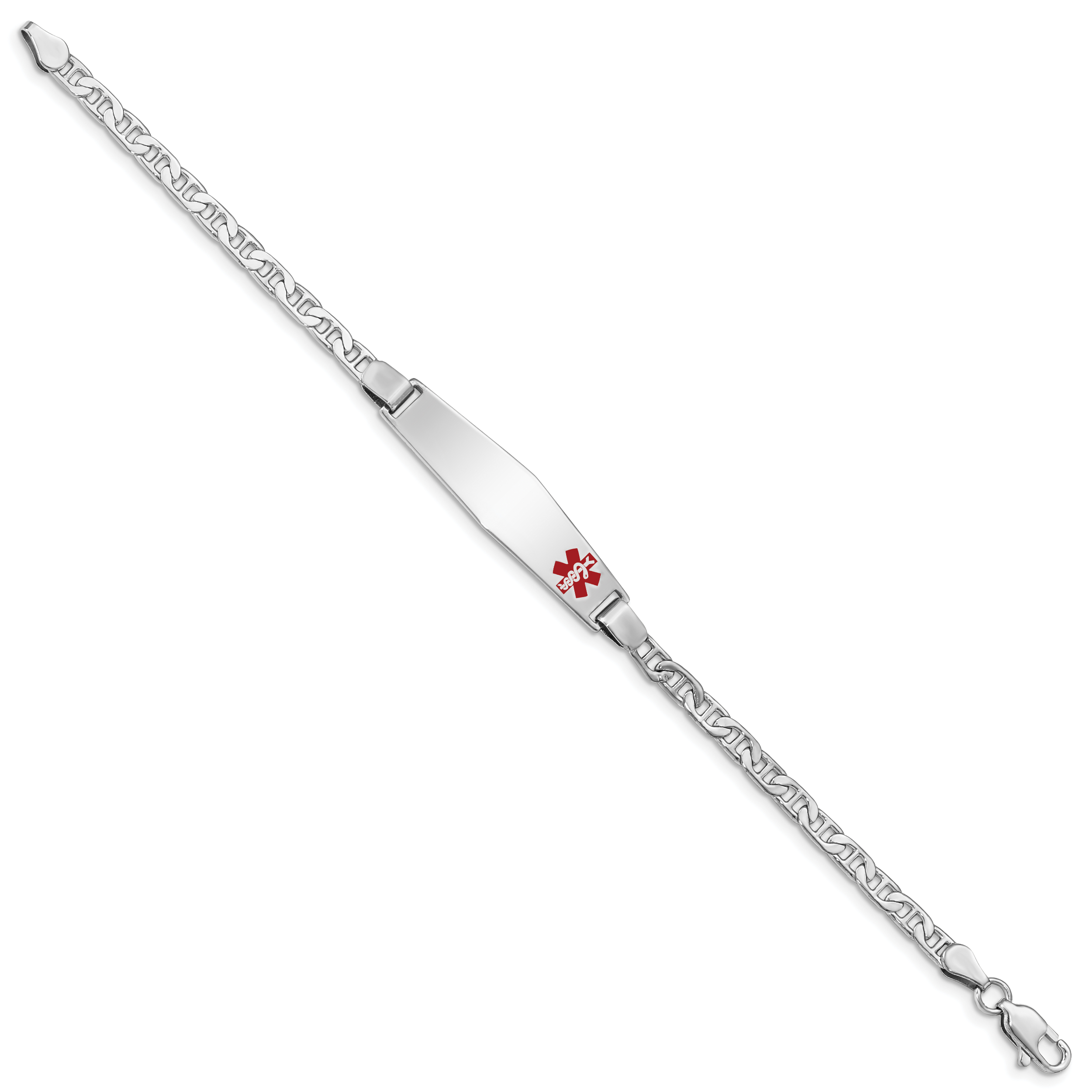Women's Sterling Silver Rhodium-Plated Anchor Medical ID Bracelet 4mm Secondary image