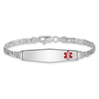 Women's Sterling Silver Rhodium-Plated Anchor Medical ID Bracelet 4mm