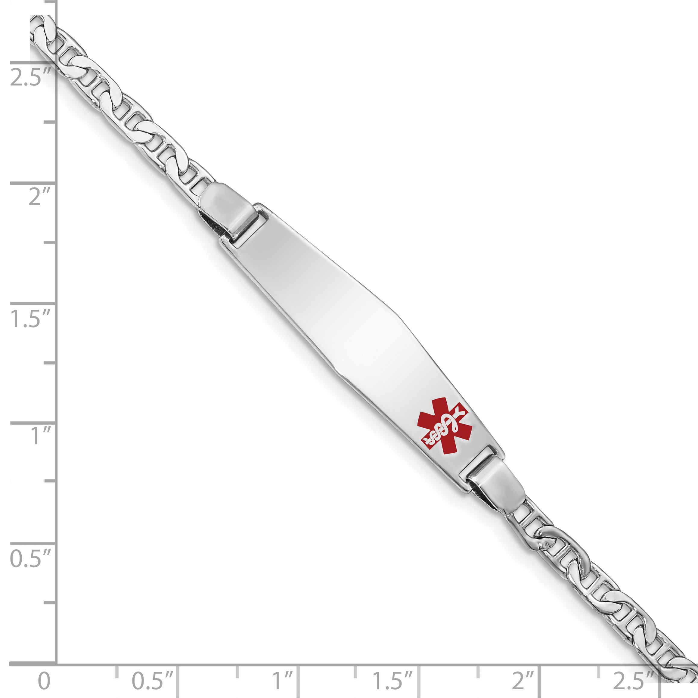 Women's Sterling Silver Rhodium-Plated Anchor Medical ID Bracelet 4mm