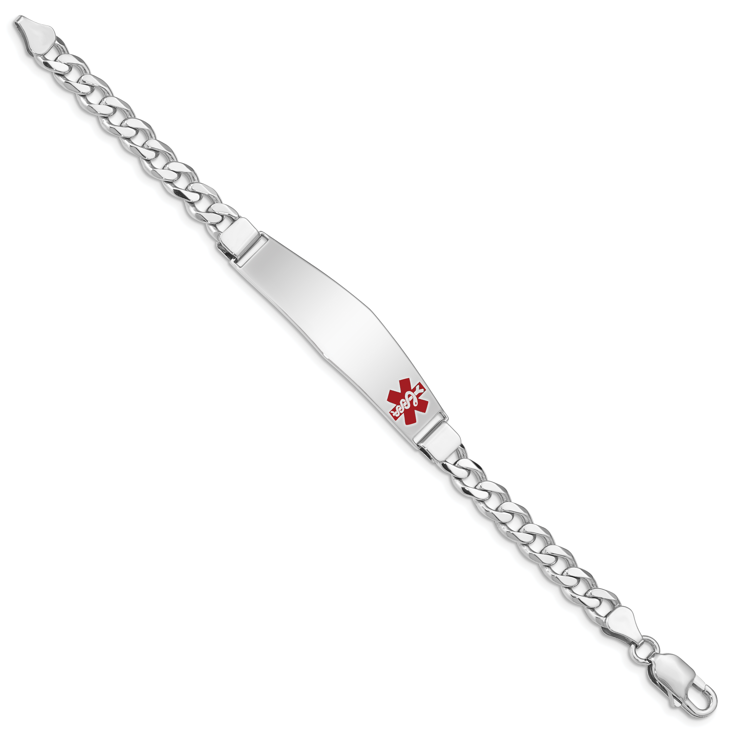 Women's Sterling Silver Rhodium-Plated Curb Medical ID Bracelet 6mm Secondary image