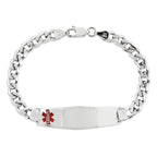 Women's Sterling Silver Rhodium-Plated Curb Medical ID Bracelet 6mm