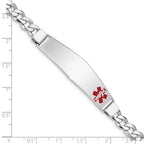 Women's Sterling Silver Rhodium-Plated Curb Medical ID Bracelet 6mm