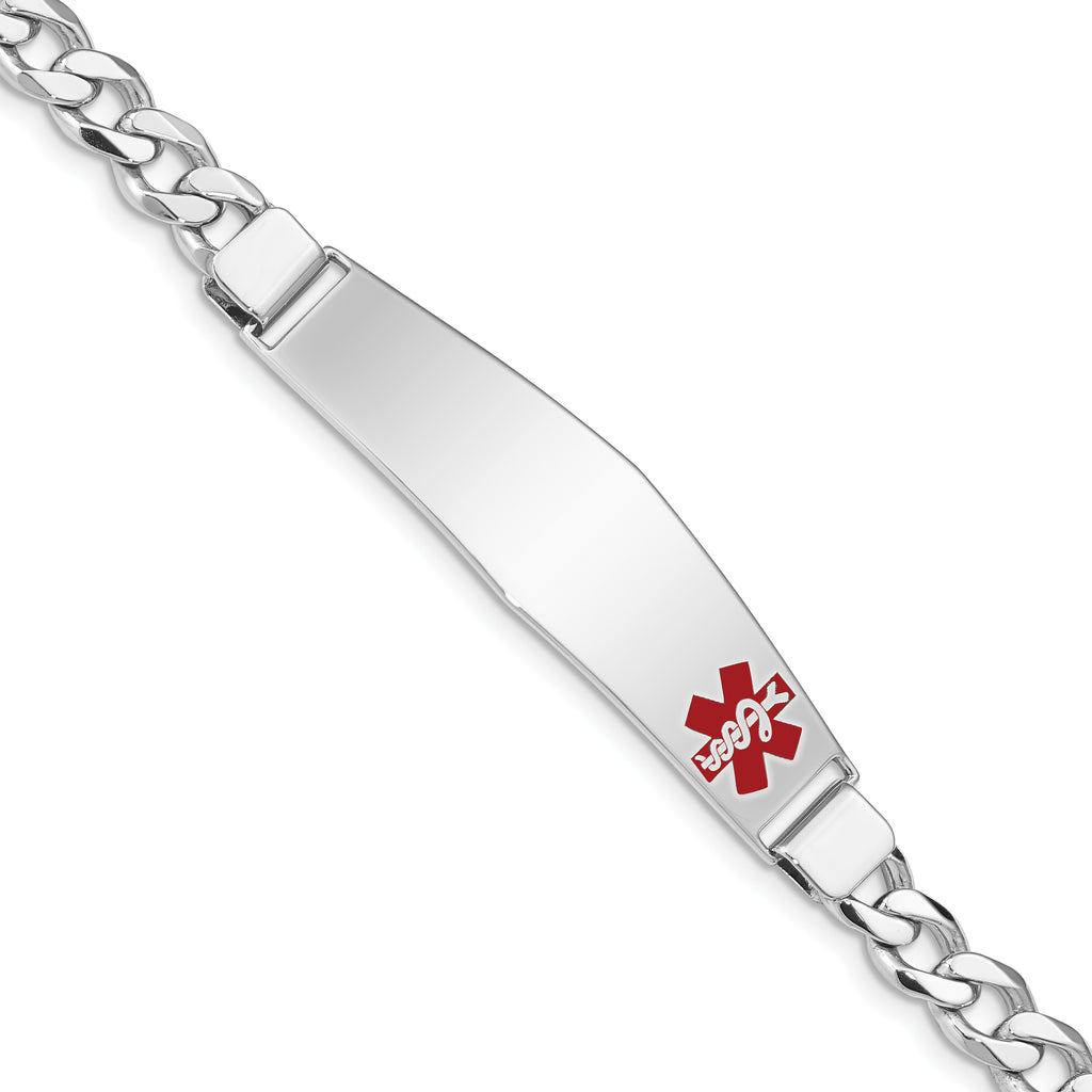 Women's Sterling Silver Rhodium-Plated Curb Medical ID Bracelet 6mm