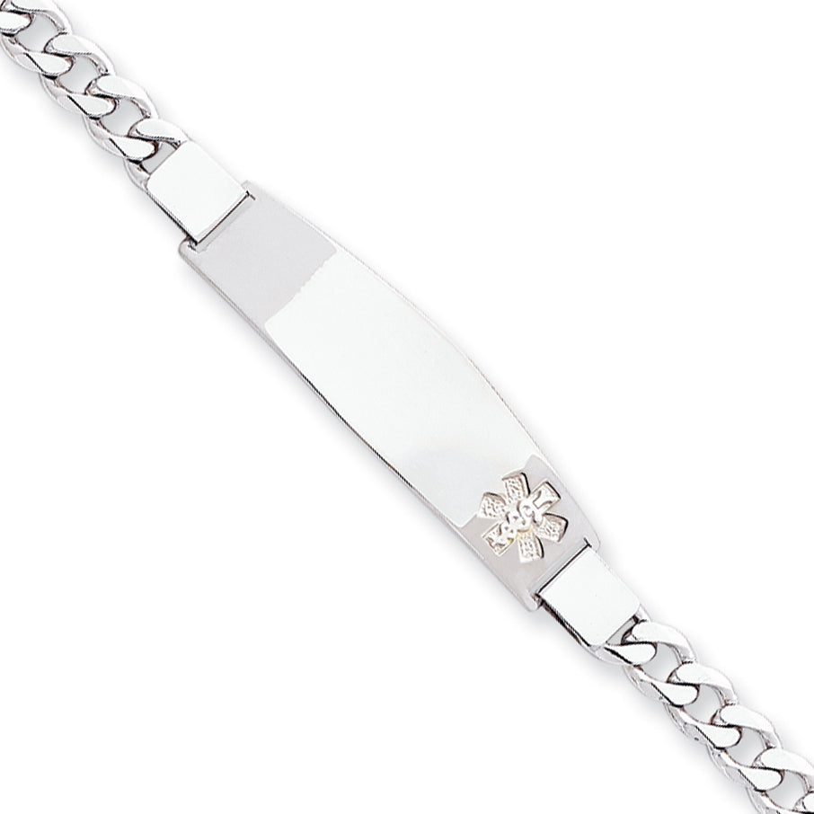 Sterling Silver Rhodium-Plated Curb Medical ID Bracelet 6mm Main image