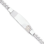 Sterling Silver Rhodium-platedod-plated Non-enameled Medical ID Curb Link Bracelet
