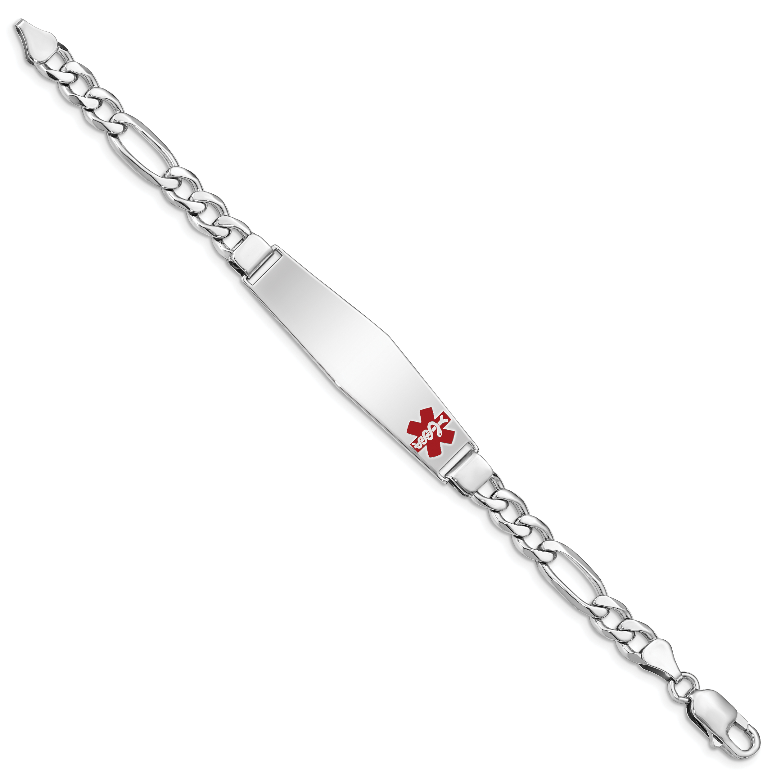 Sterling Silver Rhodium-plated Medical ID Figaro Link Bracelet Secondary image