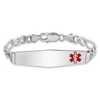 Women's Sterling Silver Rhodium-Plated Figaro Medical ID Bracelet 6mm
