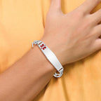 Women's Sterling Silver Rhodium-Plated Figaro Medical ID Bracelet 6mm