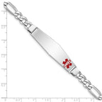 Women's Sterling Silver Rhodium-Plated Figaro Medical ID Bracelet 6mm