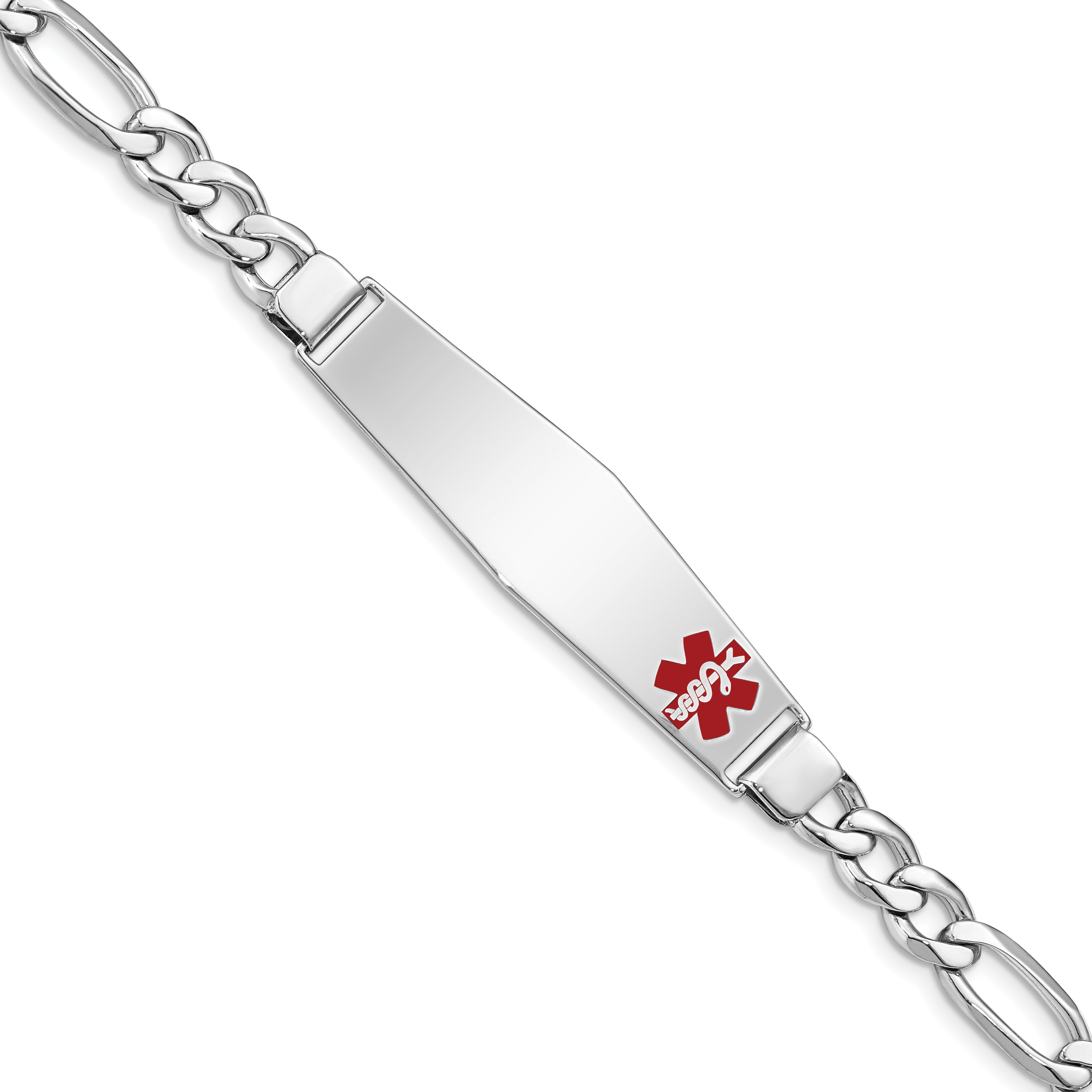 Women's Sterling Silver Rhodium-Plated Figaro Medical ID Bracelet 6mm Main image