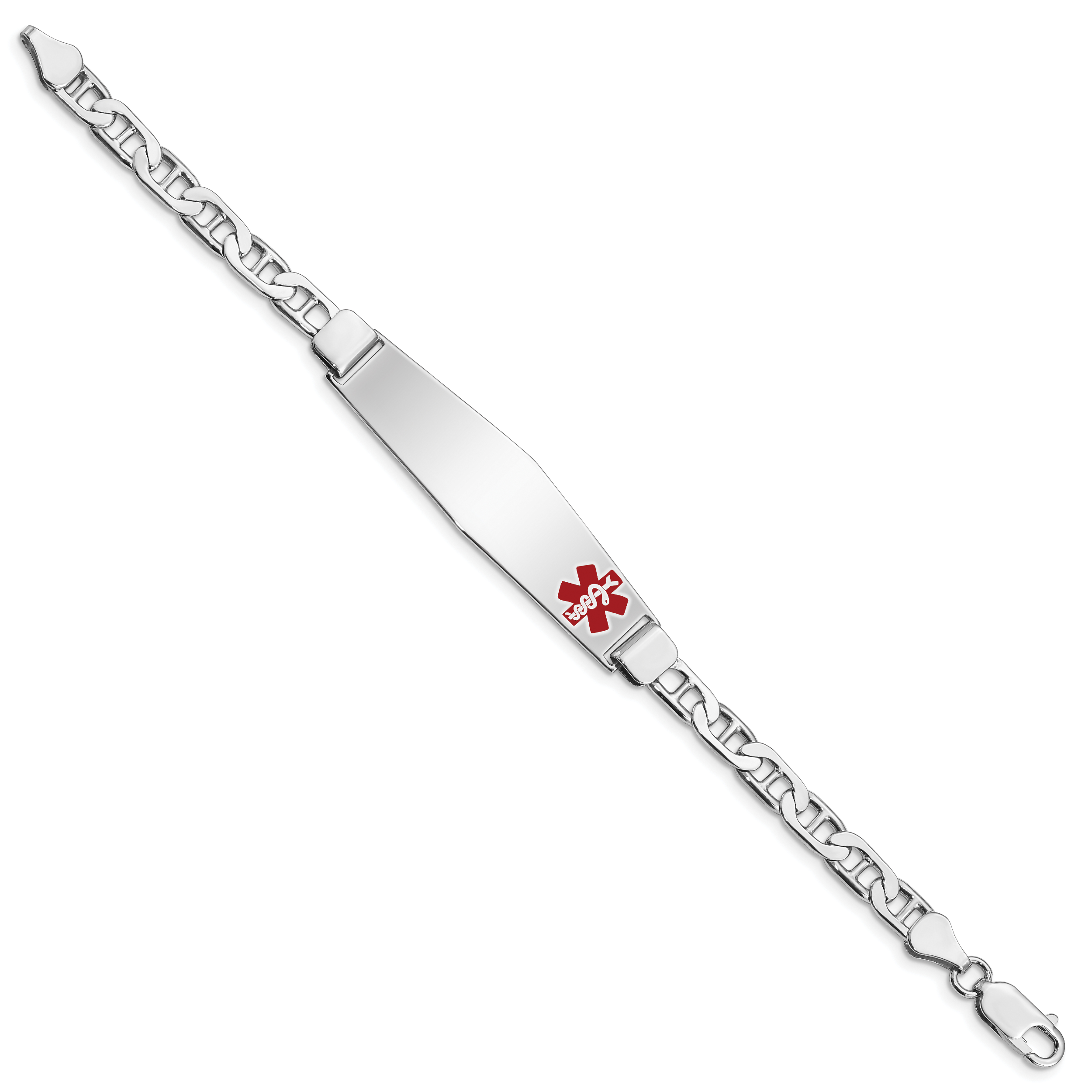Sterling Silver Rhodium-plated Medical ID Anchor Link Bracelet Secondary image