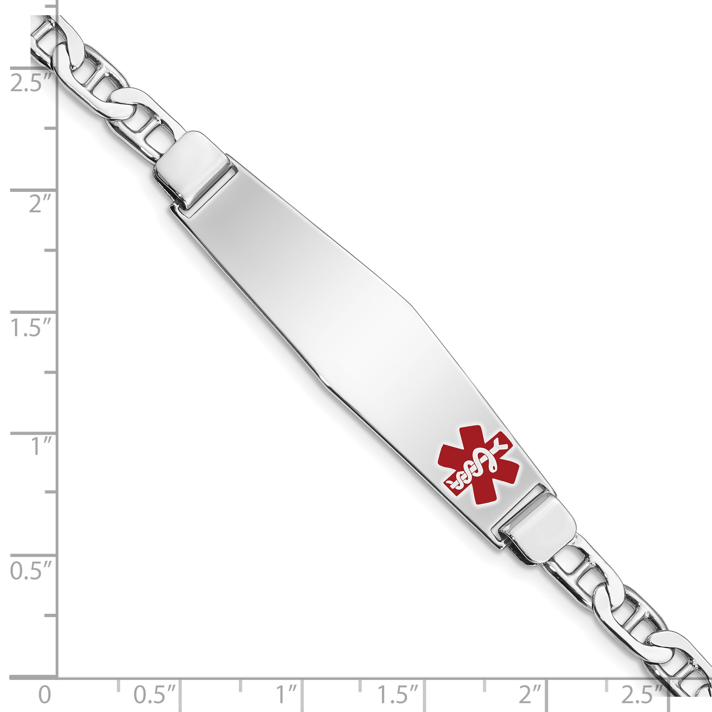 Women's Sterling Silver Rhodium-Plated Anchor Medical ID Bracelet 6mm