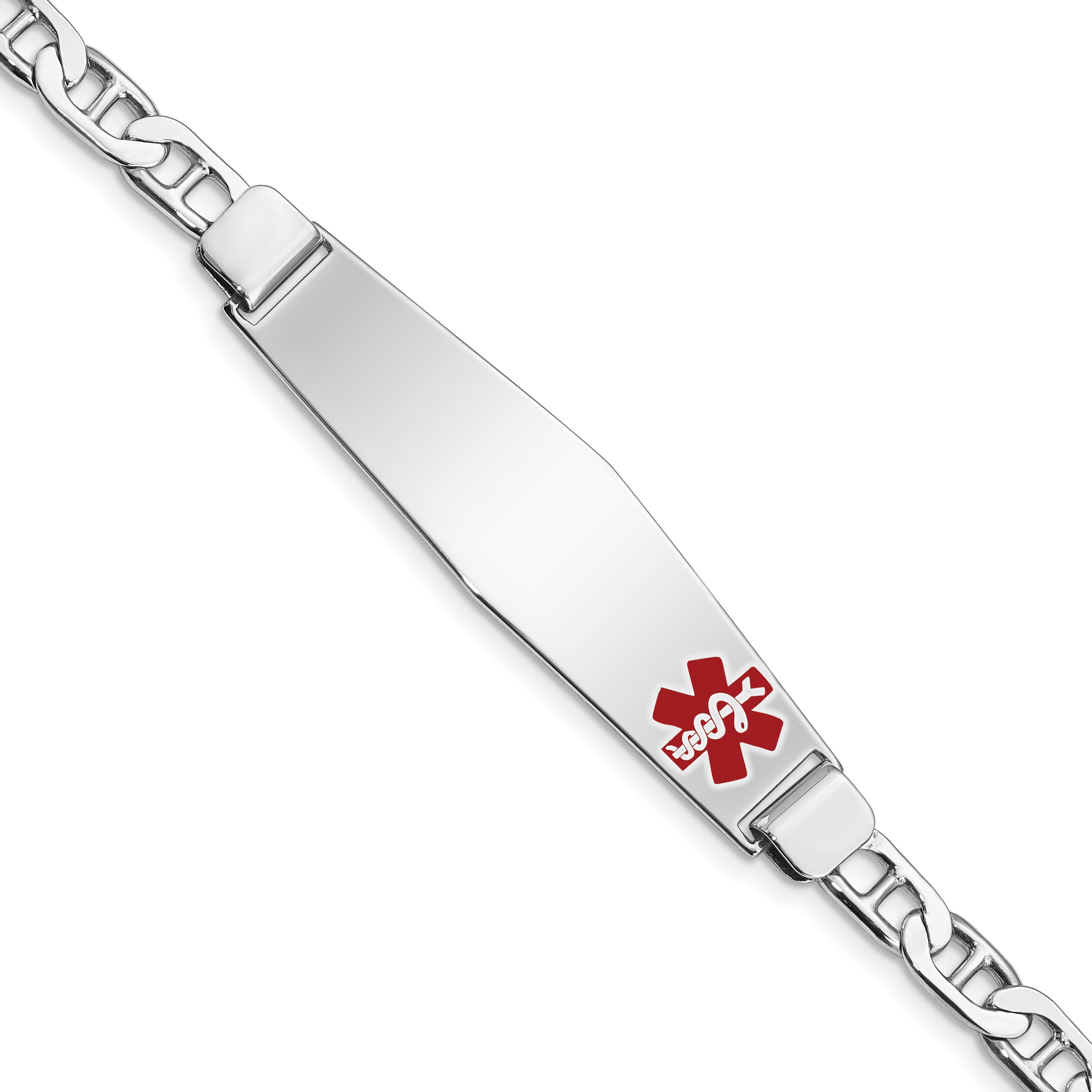 Sterling Silver Rhodium-plated Medical ID Anchor Link Bracelet Main image